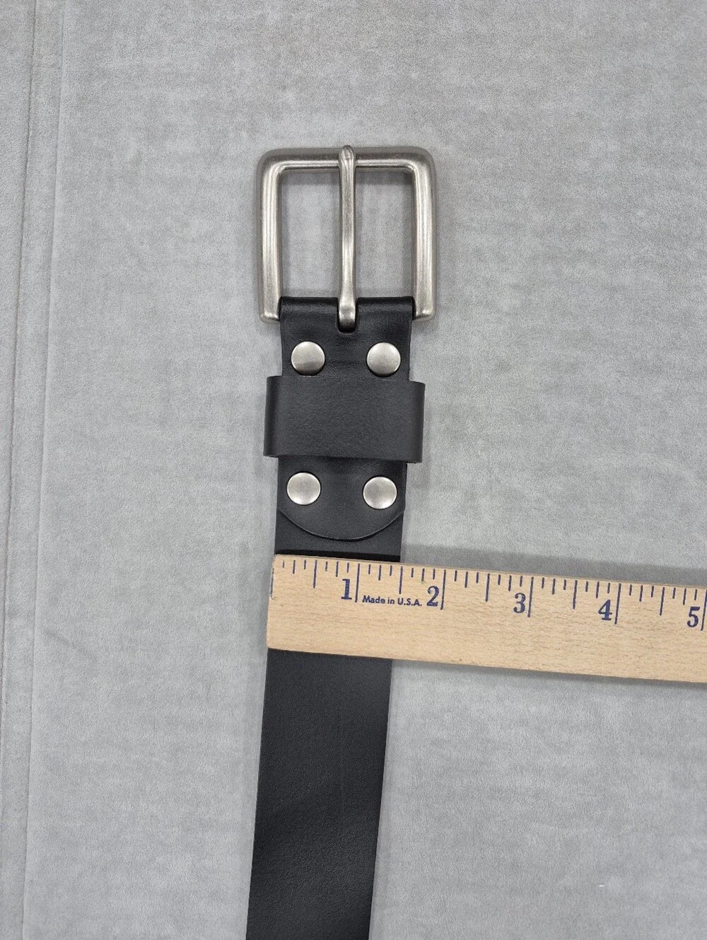 Wrangler belt men's 40 black leather brushed silver buckle casual gorpcore